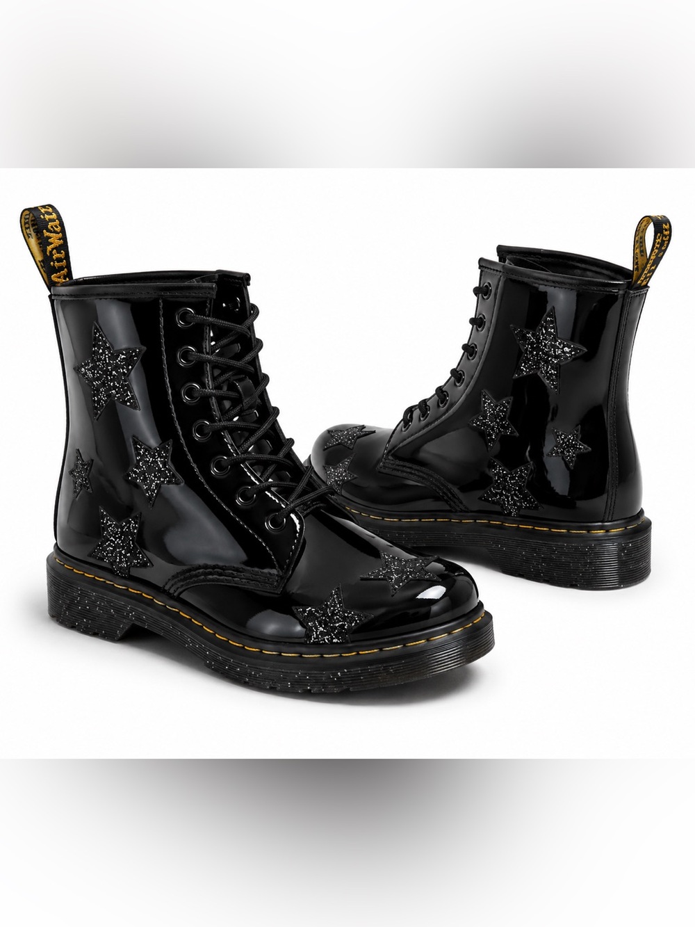 Dr. Martens 1460  Black Patent with Glitter Stars Boots